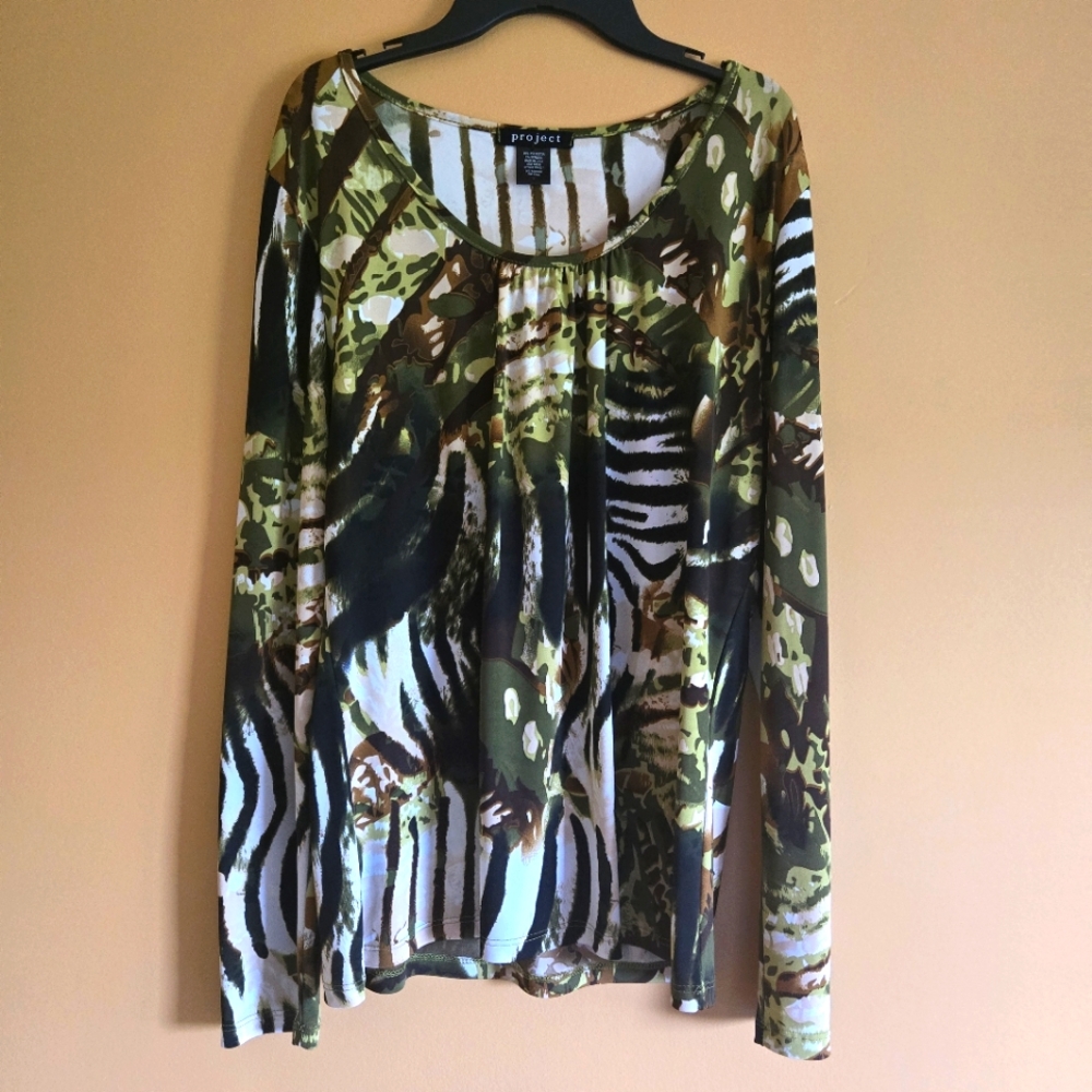 Project Wild Animal Print Top, L